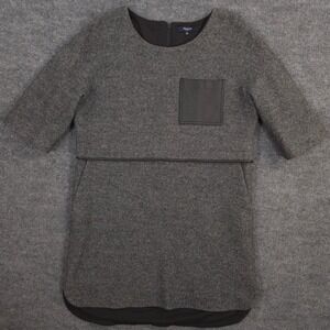 Madewell Dress Womens L Gray Heather Installation Wool Blend Lined Back Zip